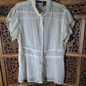 Crown Of Hearts Ivory Button-Up Blouse